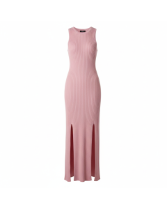 Robe longue côtelée fendue Minimaliste - Rose poudré - XL