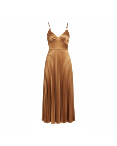 Robe midi plissée Grâce - Camel - XXL
