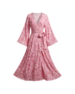 Robe portefeuille imprimée Dolce - Rose poudré - XXL