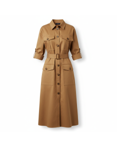 Robe chemise midi Safari - Camel - XS