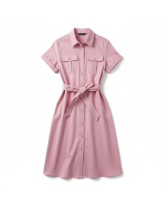 Robe chemise midi Safari - Rose poudré - XS