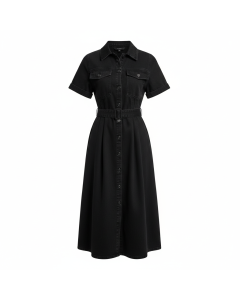 Robe midi en denim Charlotte - Noir - XXL