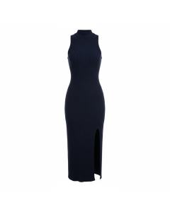 Geripptes Midikleid mit Schlitz Minimal