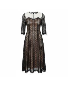 Robe cocktail en dentelle Guipure Sublime - Noir - XL
