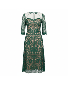 Robe cocktail en dentelle Guipure Sublime - Vert sapin - XL