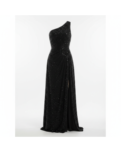Robe longue drapée en jersey Muse - Noir - L