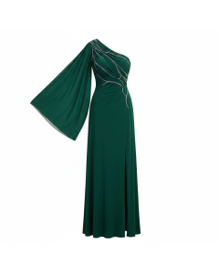 Robe longue drapée en jersey Muse - Vert sapin - L