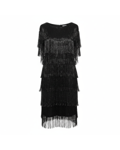 Robe à franges Charleston Revival - Noir - XXL