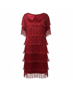 Robe à franges Charleston Revival - Rouge - XXL