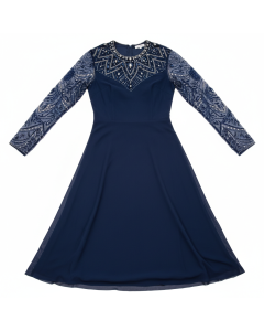 Langes Kleid mit Schmuckkragen Impératrice
