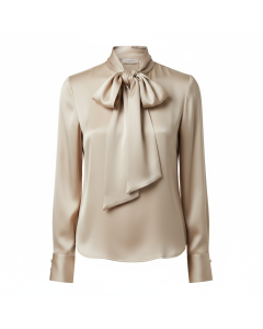 Silk pussy-bow blouse Natural