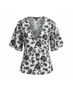Top fluide imprimé floral Printemps - Noir - S