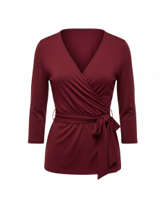 Top cache-cœur en jersey Milano - Bordeaux - XS