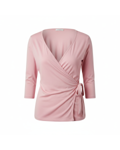Top cache-cœur en jersey Milano - Rose poudré - XS