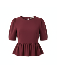 Top péplum en crêpe Alma - Bordeaux - XS