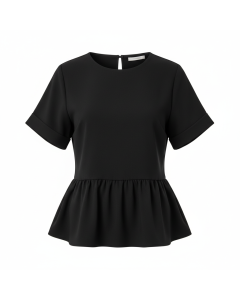 Top péplum en crêpe Alma - Noir - XS