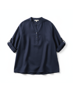 Blouse en lin lavé Côte d'Azur - Bleu marine - S