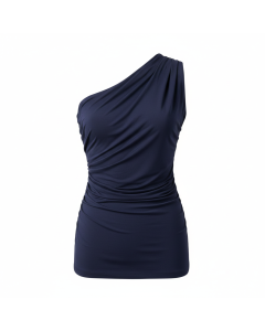 Top asymétrique drapé Soir - Bleu marine - XL