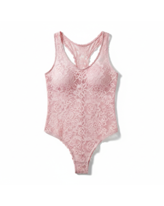 Body en dentelle Désir - Rose poudré - XS