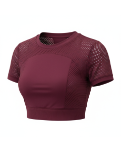 Crop top sportswear mesh Pulse - Bordeaux - M