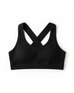 Brassière crop côtelée Zen - Noir - M