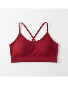 Brassière crop côtelée Zen - Rouge - M