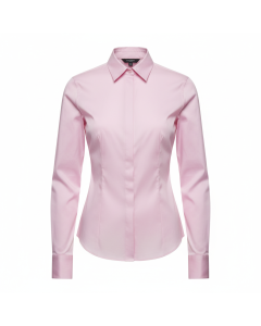 Chemisier en popeline blanche classique Hélène - Rose poudré - S