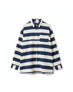 Chemisier oversize en coton rayé Marin - Ivoire - S