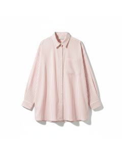 Chemisier oversize en coton rayé Marin - Rose poudré - S