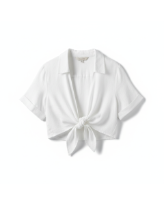 Chemise en lin nœud devant Toscane - Blanc - S