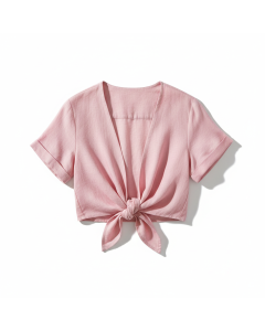 Chemise en lin nœud devant Toscane - Rose poudré - S