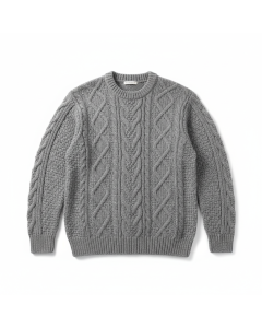 Pull torsadé irlandais Galway - Gris chiné - XXL