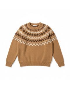 Pull jacquard nordique Fjell - Camel - M