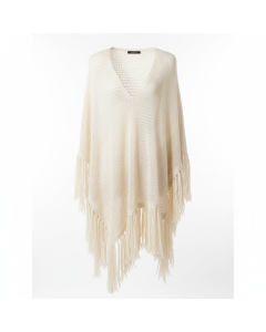 Poncho en maille ajourée Bohème - Ivoire - XXL
