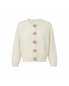 Gilet cropped boutons bijoux Luxe - Ivoire - S