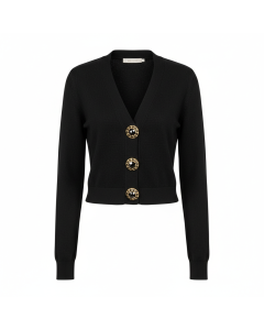 Gilet cropped boutons bijoux Luxe - Noir - S