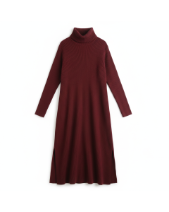 Robe pull en maille côtelée Automne - Bordeaux - XXL