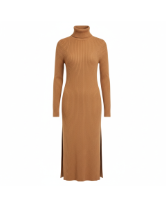 Robe pull en maille côtelée Automne - Camel - XXL