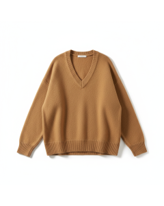 Oversize-Pullover V-Ausschnitt Merinowolle Fjord