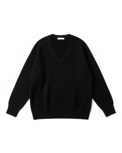 Pull col V oversize en laine mérinos Fjord - Noir - XXL