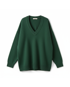 Pull col V oversize en laine mérinos Fjord - Vert sapin - XXL