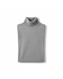 Pull col roulé côtelé Élégance - Gris chiné - S