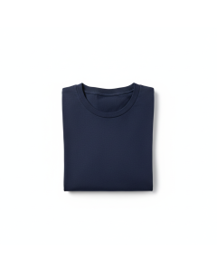 T-shirt col rond basique coton bio - Bleu marine - XS