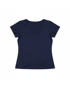 T-shirt col V coton pima - Bleu marine - XL