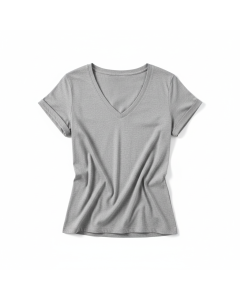 T-shirt col V coton pima - Gris chiné - XL