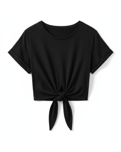 T-shirt noué à la taille Lola - Noir - XL
