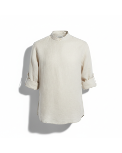 Chemise en lin col mao Méditerranée