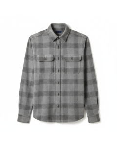 Chemise en flanelle à carreaux Bûcheron - Gris chiné - M