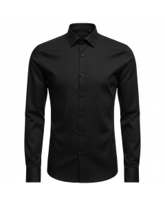 Chemise en coton stretch slim Easy Iron - Noir - XL