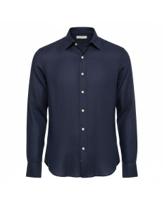 Chemise en lin rayée Porto - Bleu marine - 3XL